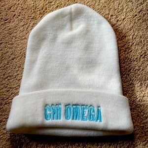 Chi Omega winter hat beanie - white ice - NWOT